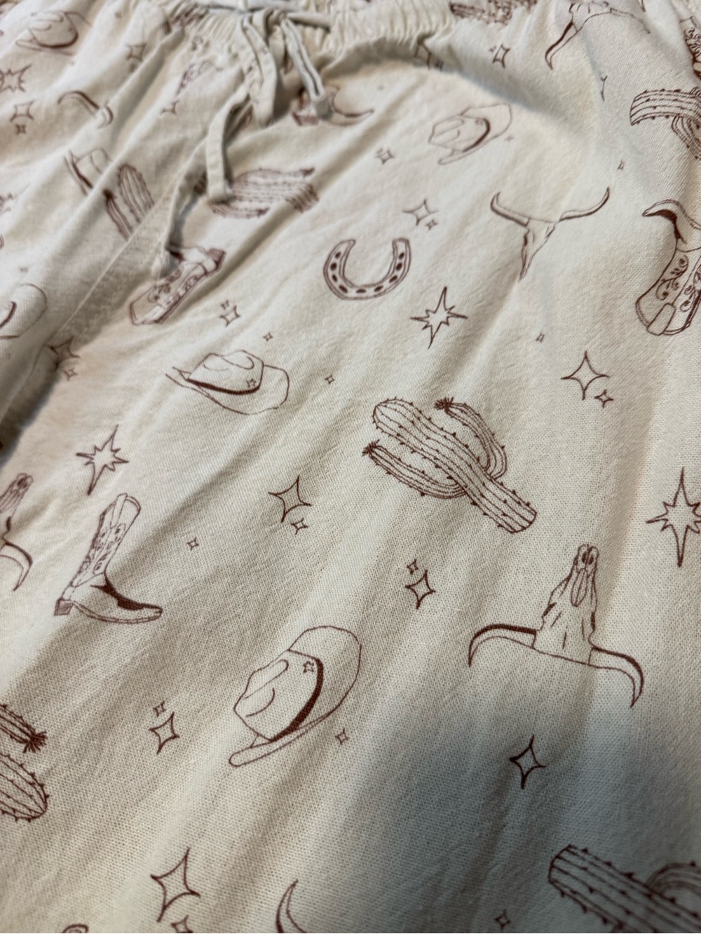 Women’s Cream Lounge Pants with Western Print - Picture 3 of 4